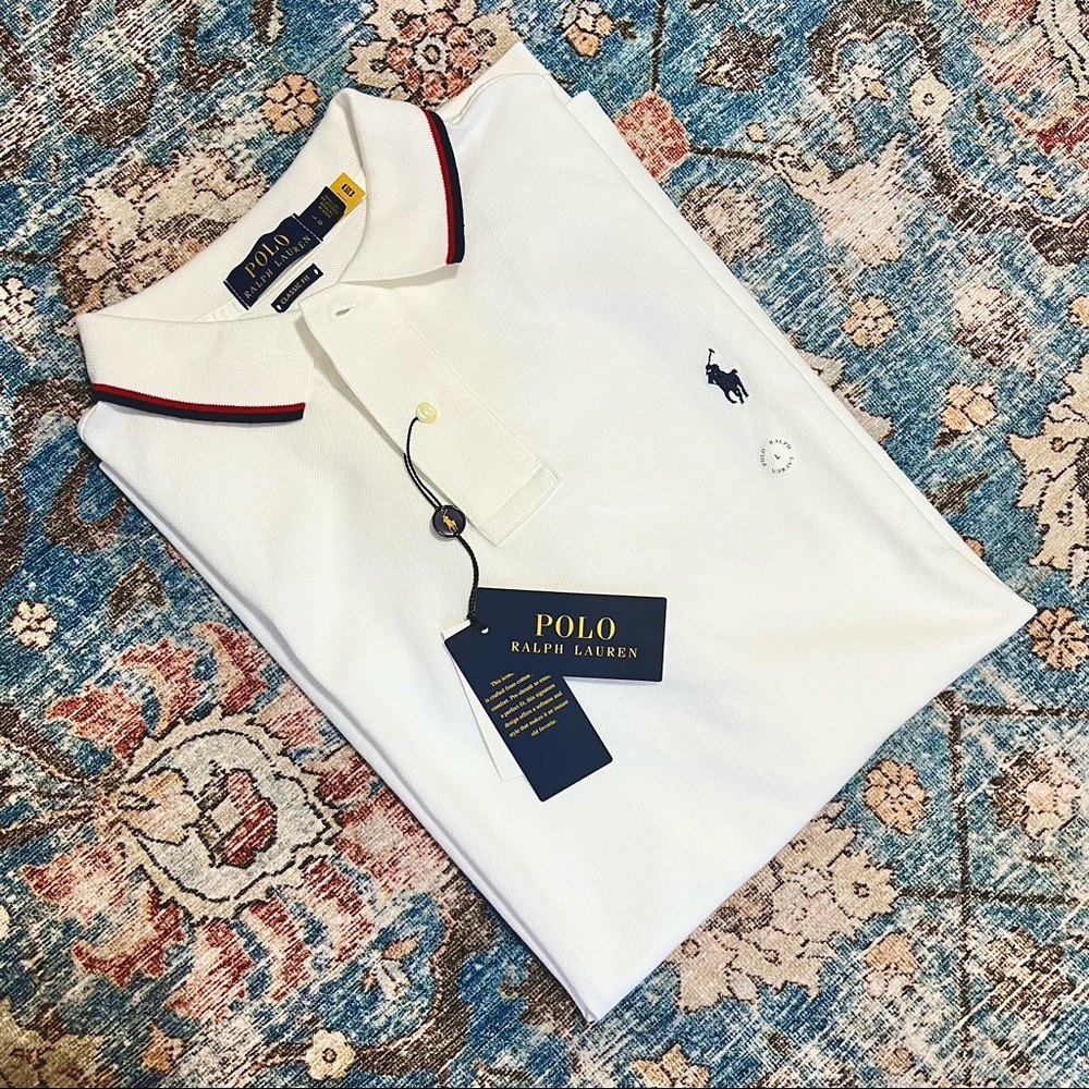 Polo Ralph Lauren Contrast tipped Mesh shirt Sz L NWT